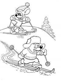 Кот леопольд мультфильм, мыши на лыжах в лесу 