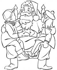 Санта клаус раскраски раскраски зима, дети на коленях санта клауса 
