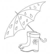 Раскраска осень, зонтик и резиновые сапоги 