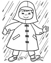 Дождь, ребенок в дождевике 