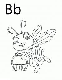 Раскраски английский алфавит, пчела 