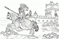 Раскраски страна путешествия европа страна рыцарь конь средневековье 