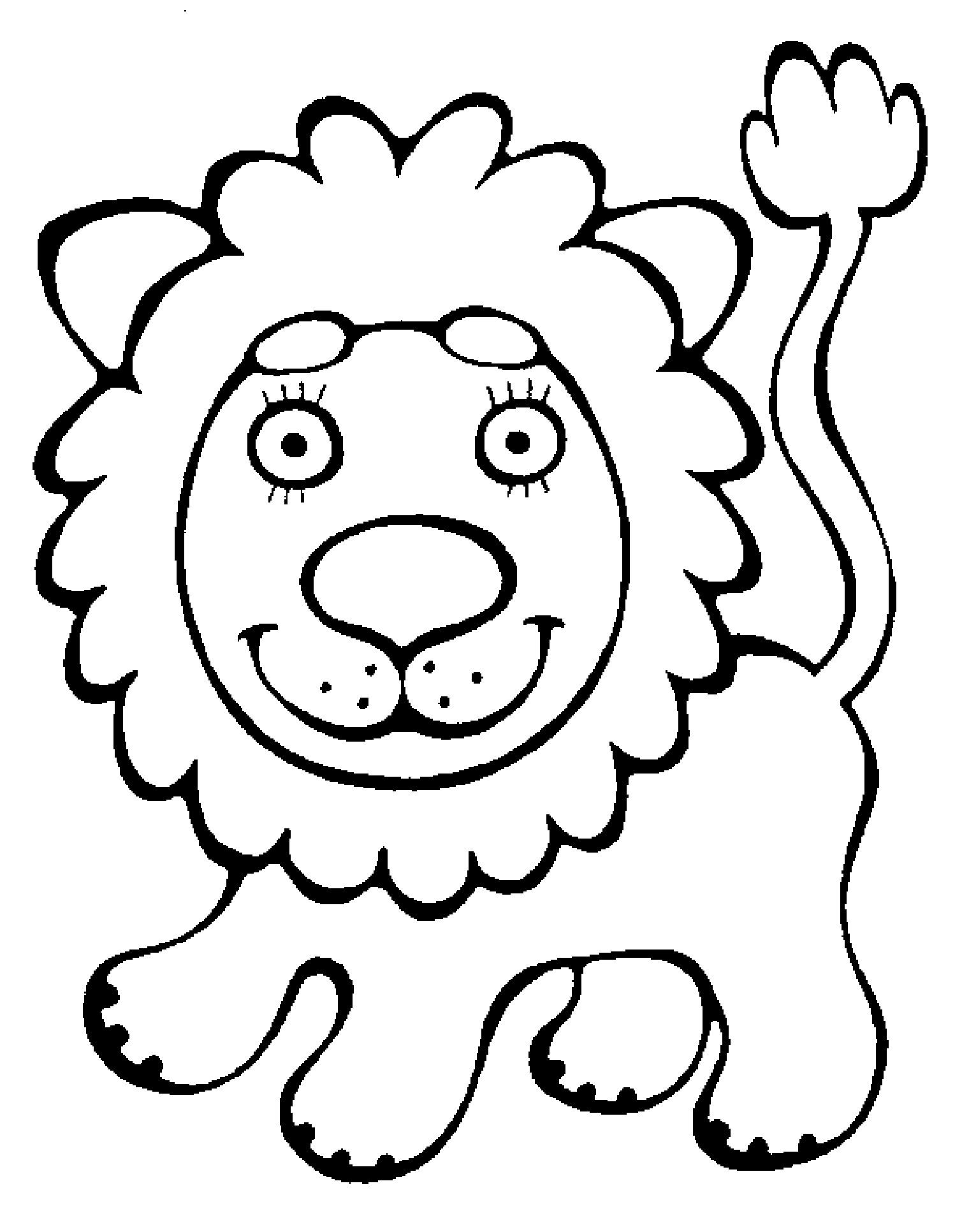 Каталог раскрасок весёлые животные для малышей 3-4 лет, лев 