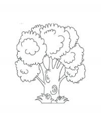 Детские раскраски для девочек и мальчиков. дерево со стволом в форме ладони 
