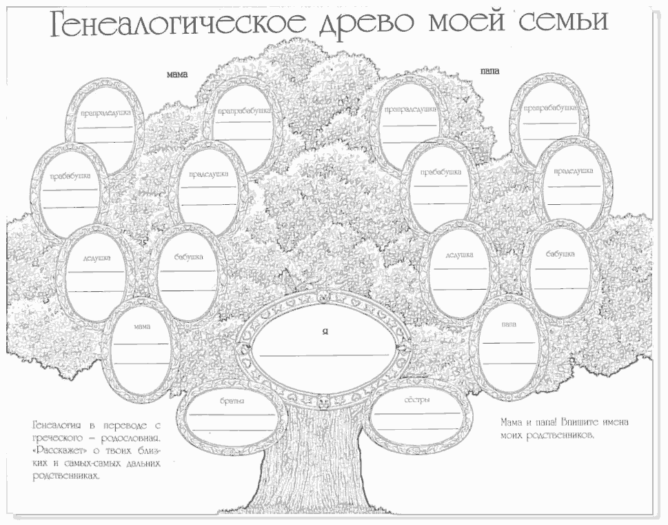 Раскраска генеалогическое дерево семьи 