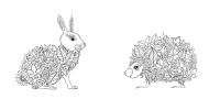 Детские раскраски для девочек и мальчиков, кролик и ежик 