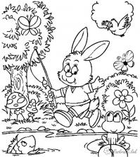 Раскраски лесные животные раскраска животные, дикие животные, заяц, раскраска зайчик, заяц в одежде, заяц с удочкой, раскраска... 