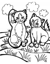 Детские раскраски для девочек и мальчиков, кошки с мышкой 