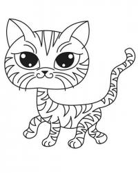 Раскраски кошки  раскраска полосатая кошка, для детей 