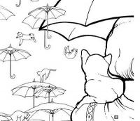 Кототерапия. раскраска-антистресс для взрослых, кошки на зонтиках 
