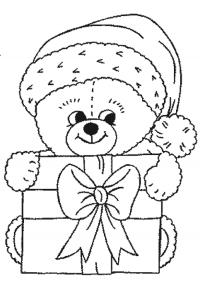 Новогодние раскраски (для витражей). медвежонок с подарком 