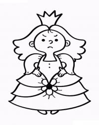 Раскраски для малышей, недовольная принцесса 
