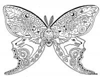 Детские раскраски для девочек и мальчиков. бабочка с лягушками на крыльях 