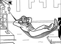 Раскраски отдыхе раскраска человек паук, на отдыхе, супергерои 