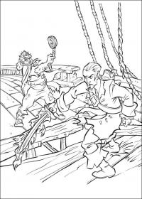 Распечатать раскраску пираты карибского моря, сражение на корабле 