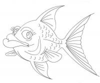 Рыбка с большим ртом, скачать или распечатать раскраску распечатать скачать 
