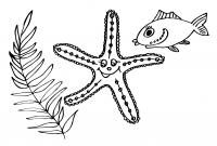 Раскраски подводный мир детская раскраска подводный мир,  морская звезда, рыбы, водоросли 