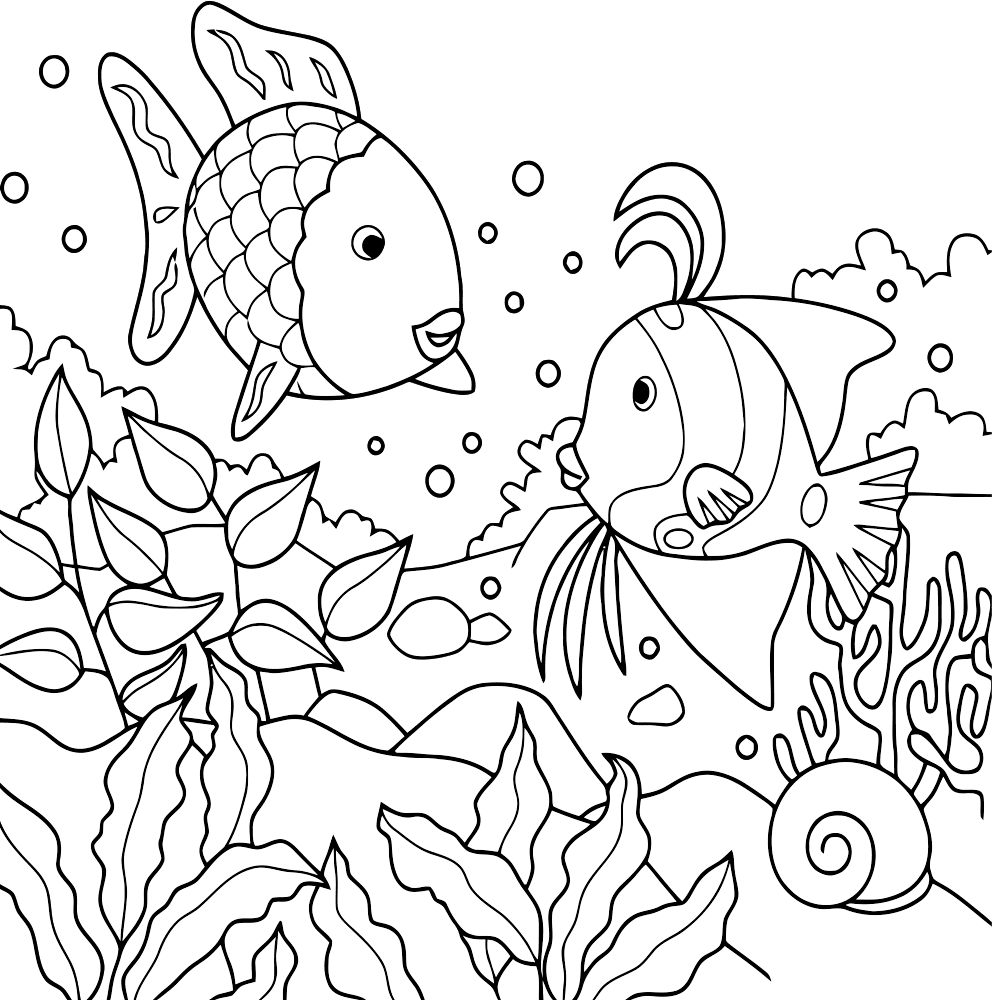 Водоросли и рыбки, раскраски подводный мир детская раскраска подводный мир рыбы,  водоросли 