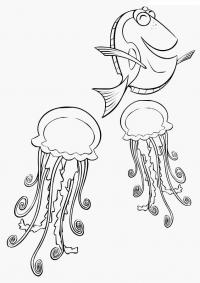 Рыбка и медузы, раскраски подводный мир природа подводный мир медузы рыбка 