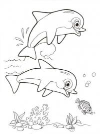 Раскраски подводный мир природа подводный мир дельфины 