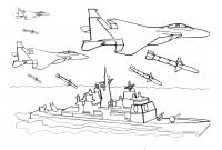 Раскраски корабли, подводные лодки, бомбордировка с воздуха коробля 