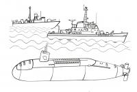 Раскраски корабли, подводные лодки 