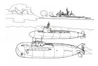 Раскраски корабли, подводные лодки, парусники 