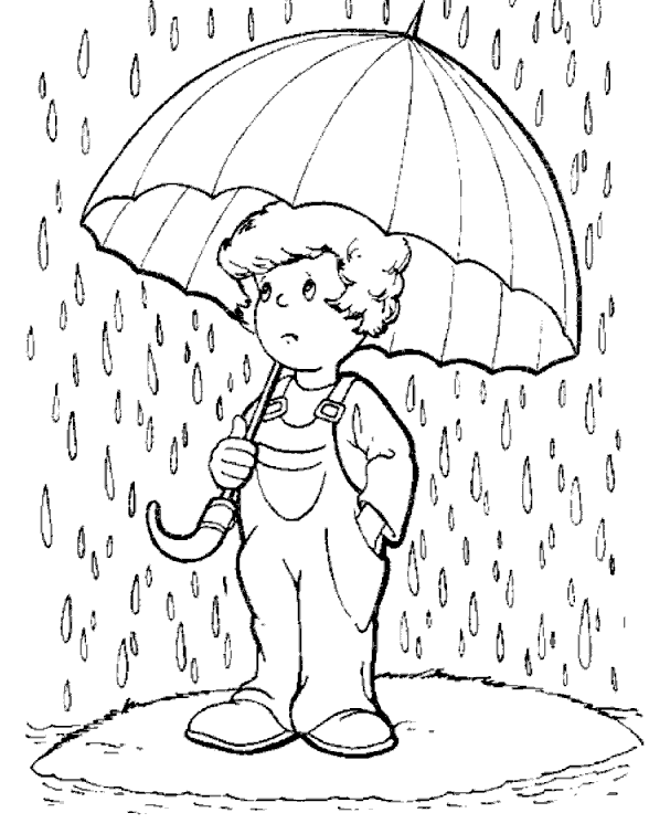 Раскраски явления раскраски для детей, явления природы, природа, мальчик под зонтом, дождь, мальчик 
