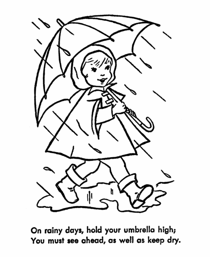 Раскраски явления раскраски для детей, явления природы, природа, дождь, девочка, девочка с зонтом 