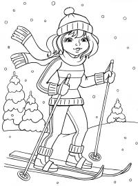 Раскраска лыжница. раскраска раскраска зимние виды спорта, раскраска лыжи, раскраски спорт для детей, раскраски спорт распечатать, раскраска спорт 