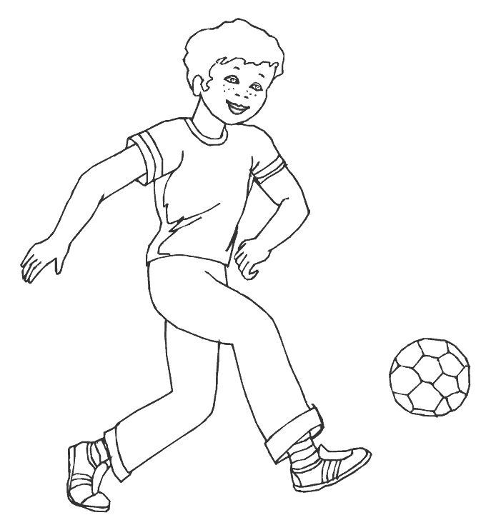 Раскраски футбол футбол, мальчик, играет, спорт 