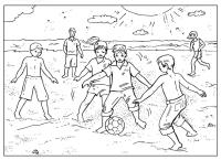 Раскраска футбол на пляже. раскраска игра в мяч на песке раскраска для детей, раскраски спорт 