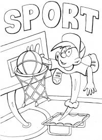 Раскраски спорт баскетбол, кольцо, мальчик, спорт 