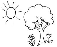 Раскраски солнце раскраска лето деревце цветочки солнышко 