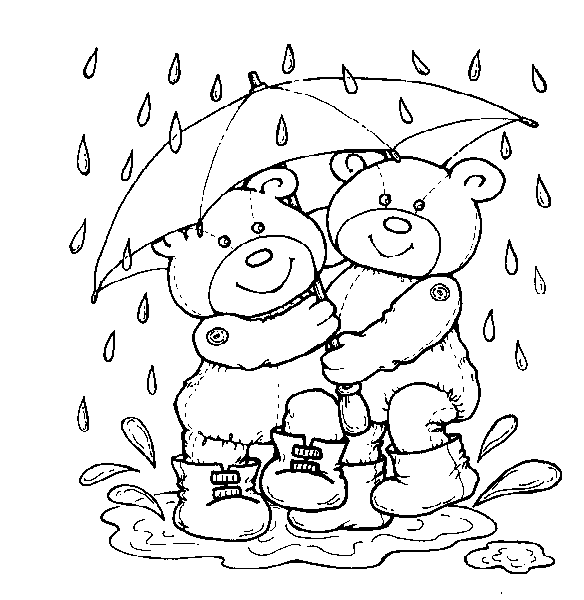 Раскраски дождь раскраски для детей, явления природы, природа, медведь, медвежонок, дождь 