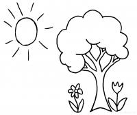 Раскраски солнце дерево солнце цветы 