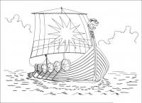 Раскраски солнце военный корабль, викинги, солнце, паруса 