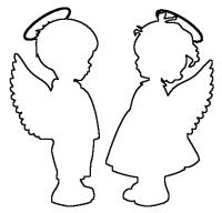 Раскраски ангел ангелочки контур, шаблон для вырезания из бумаги для детей 