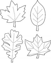 Раскраски листья осенние листья контуры для поделок 