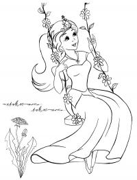 Раскраска принцесса на качелях. раскраска принцесса катается на качелях, раскраски принцесс для детей скачать бесплатно 