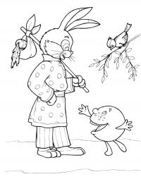 Раскраска колобок и заяц. раскраска раскраски из колобка, русская сказка колобок, картинка колобок, разукрашки для детей 