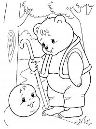 Раскраски раскраски к сказке колобок колобок, мишка, медведь, колобок и медведь 