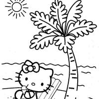 Раскраски года раскраска лето пляж котенок пальма солнце 