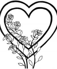 Сердце и цветы розы 