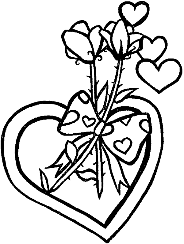 Раскраски день святого валентина сердце, розы, валентинка 