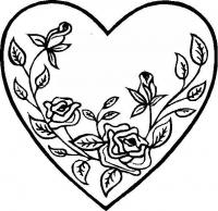 Раскраски святого сердце, розы, валентинка 