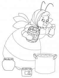 Раскраска баба капа. раскраска каппа, бабушка пчела, пирог, приключения лунтика, картинки из мультфильма про лунтика, бесплатно 