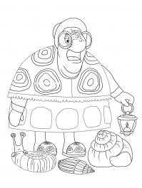 Черепаха - раскраска из мультфильма: лунтик и его друзья 