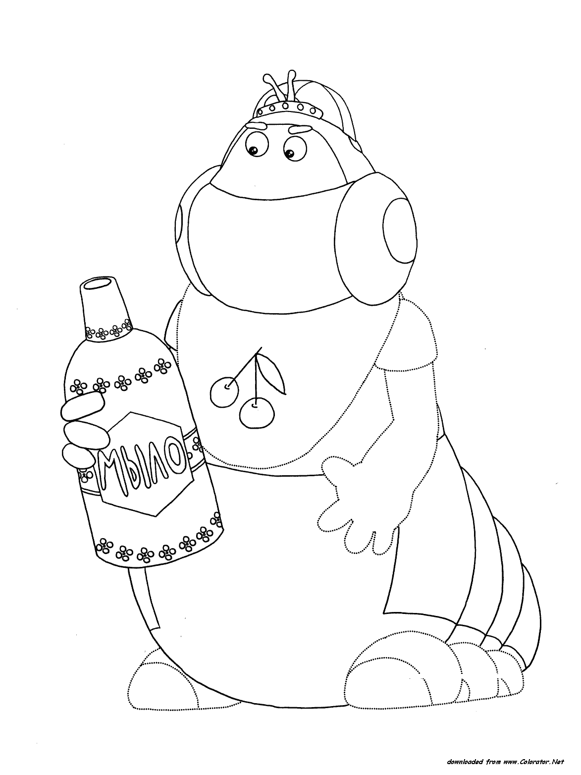 Вупсень с мылом - раскраска из мультфильма: лунтик и его друзья 