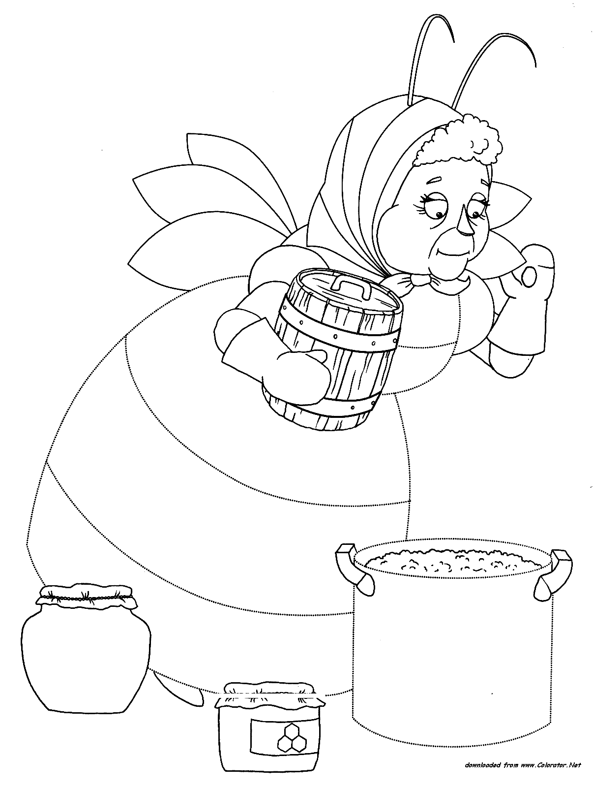 Баба капа - раскраска из мультфильма: лунтик и его друзья 